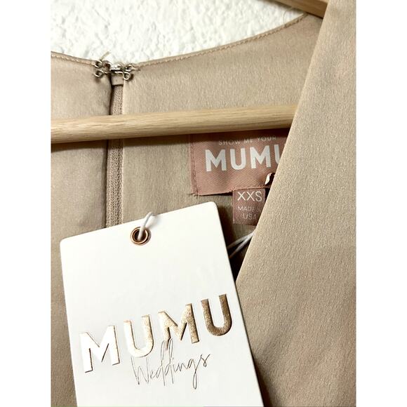 Show Me Your Mumu Rome Twist Gown Champagne Luxe Satin XXS NWT - Picture 6 of 7